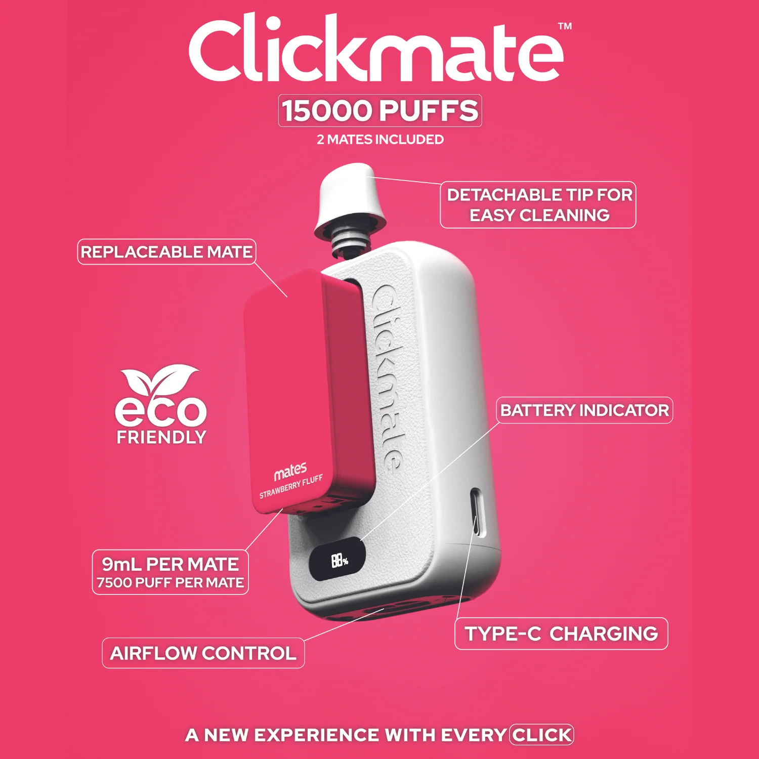 7 Daze Clickmate 15000 Puffs Disposable Vape Device Starter Kit - Image 6