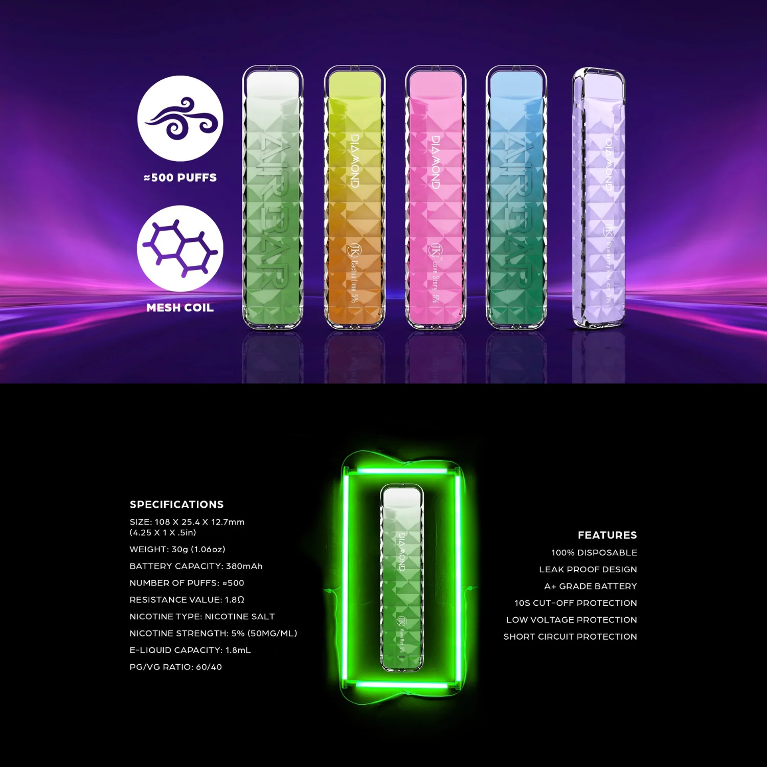 Air Bar Diamond Vape Disposable Device - Image 3