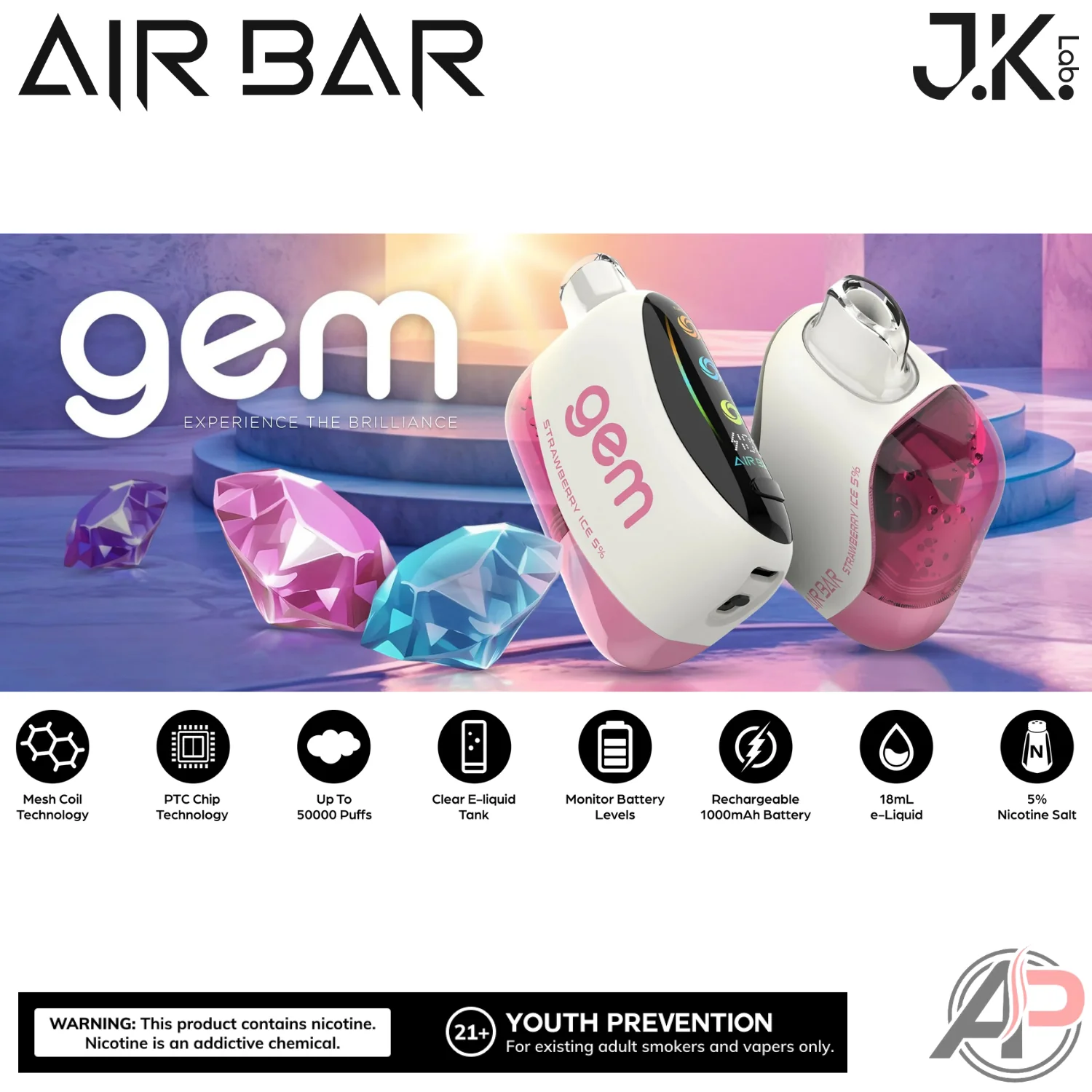 Air Bar Gem 50k Puffs Disposable Vape Device - Image 2