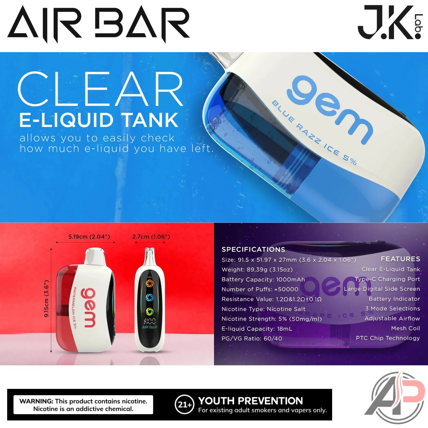 Air Bar Gem 50k Puffs Disposable Vape Device - Image 6
