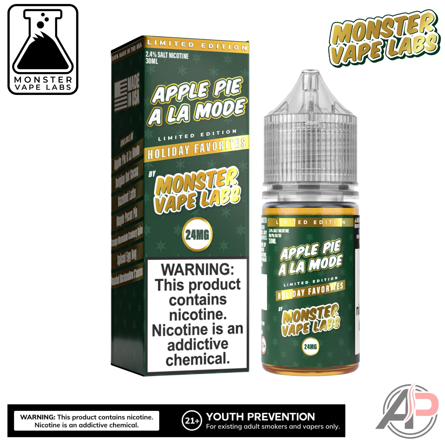 Apple Pie A La Mode E-Liquid By Holiday Monster Vape Labs 100mL - Image 3