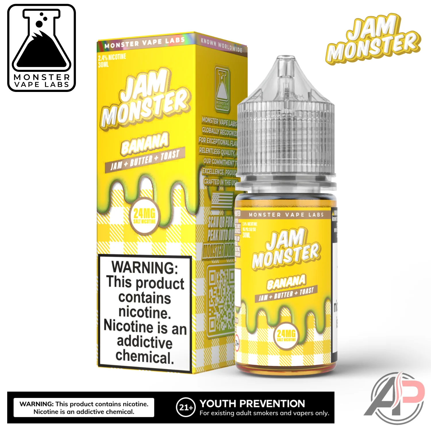 Banana E-Liquid By Jam Monster Vape Labs 100mL - Image 2