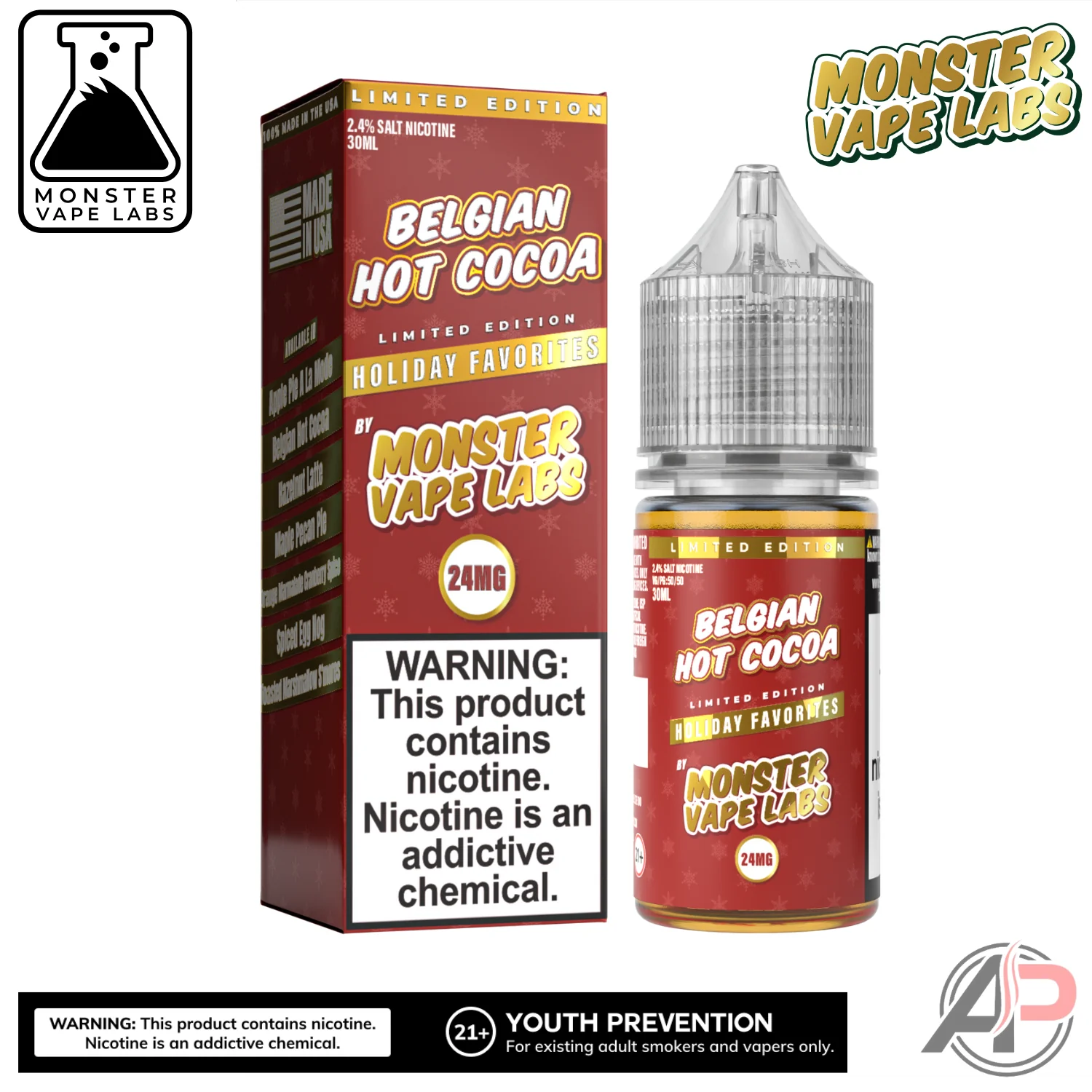 Belgian Hot Cocoa E-Liquid By Holiday Monster Vape Labs 100mL - Image 3