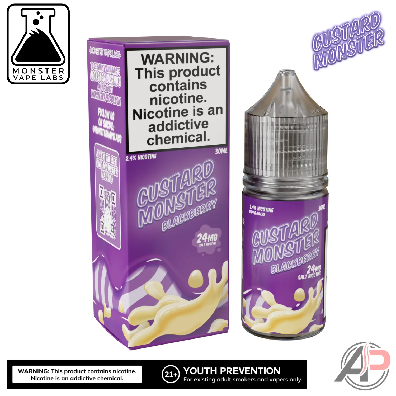 Blackberry E-Liquid By Custard Monster Vape Labs 100mL - Image 2