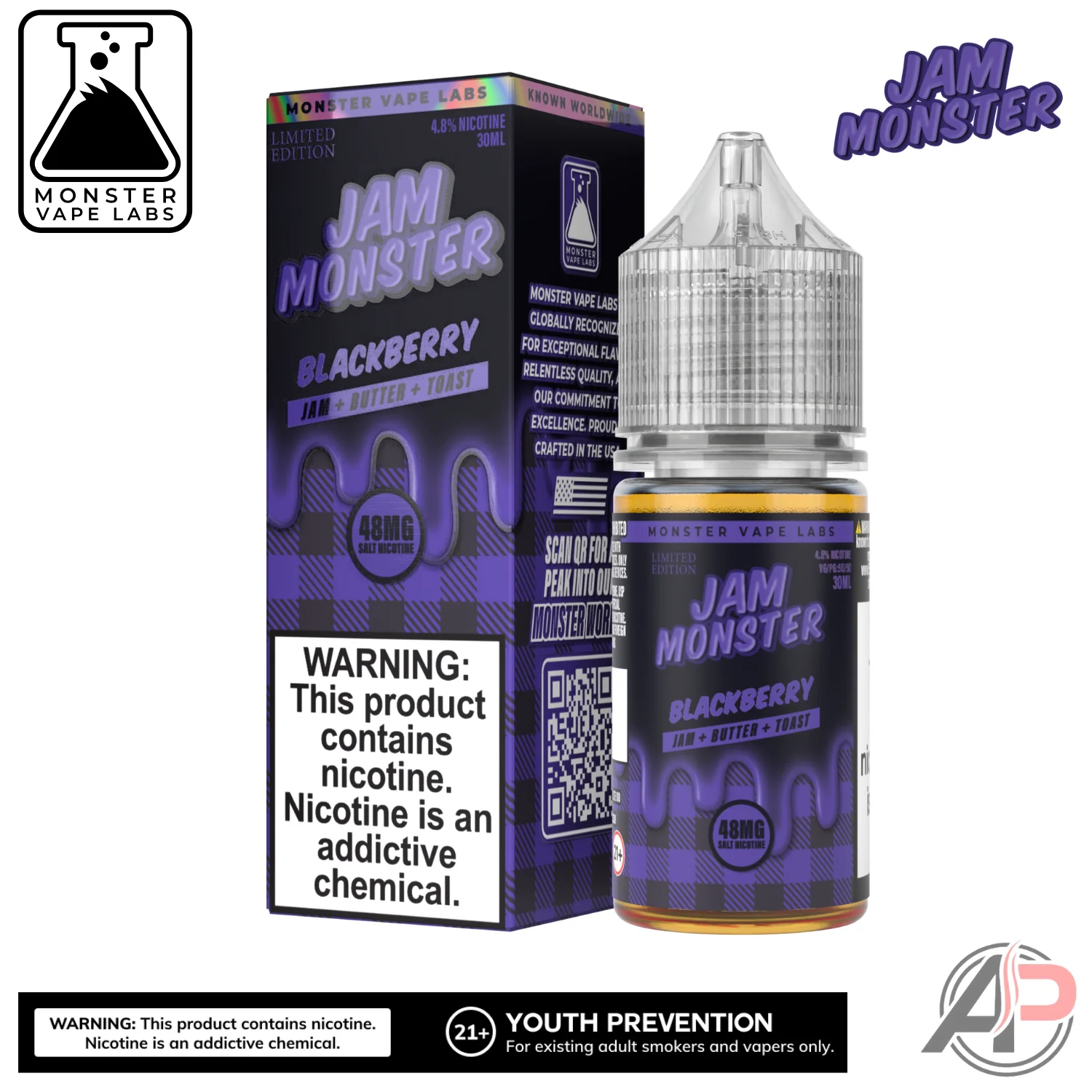 Blackberry E-Liquid By Jam Monster Vape Labs 100mL - Image 2