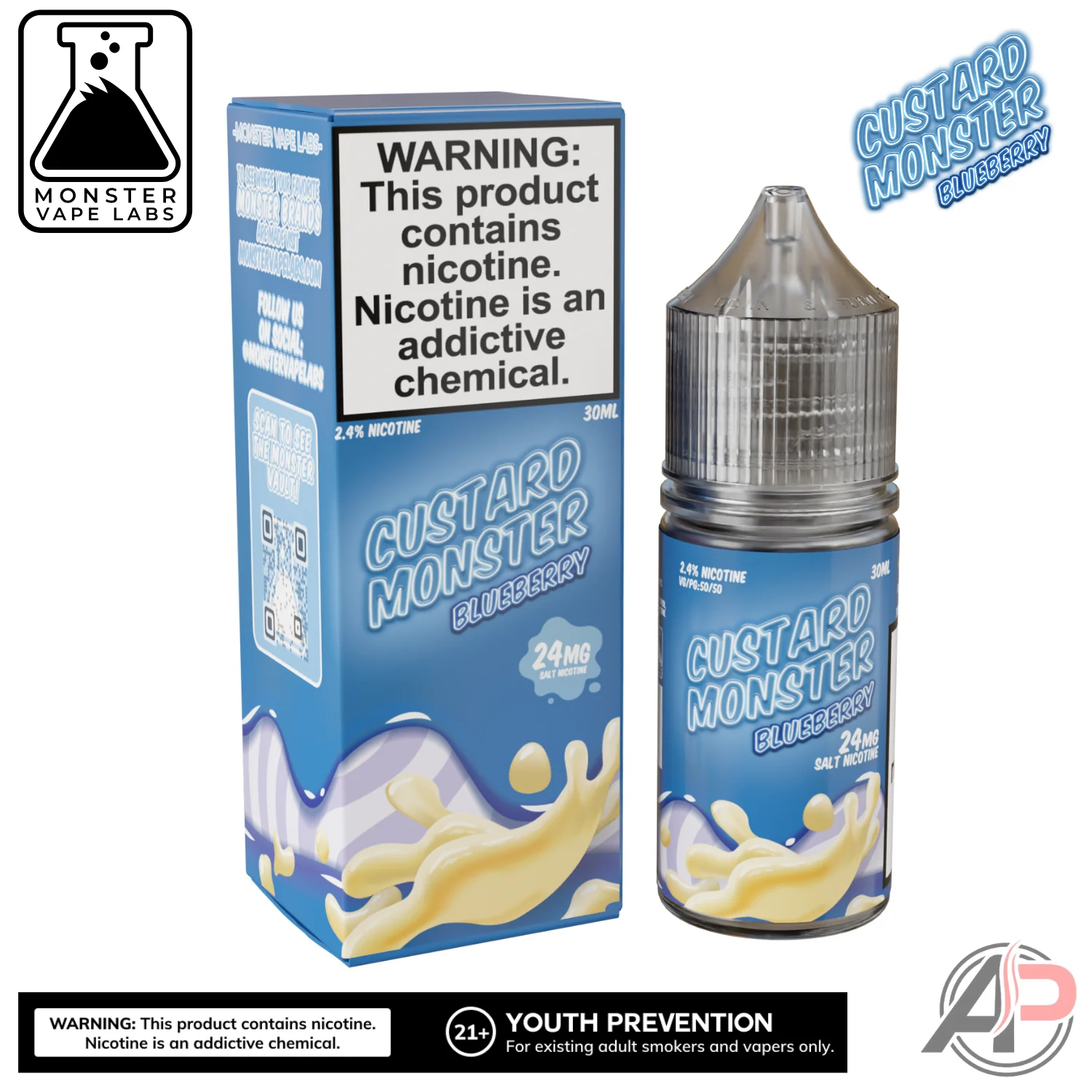 Blueberry E-Liquid By Custard Monster Vape Labs 100mL - Image 2