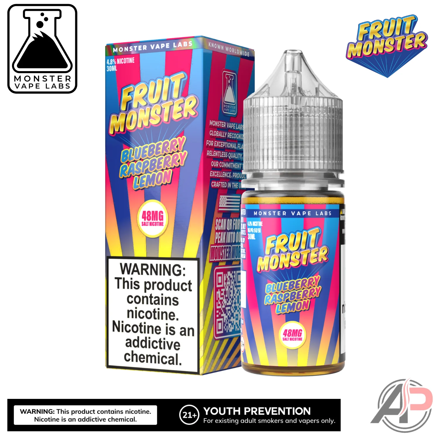 Blueberry Raspberry Lemon E-Liquid By Fruit Monster Vape Labs 100mL - Image 2