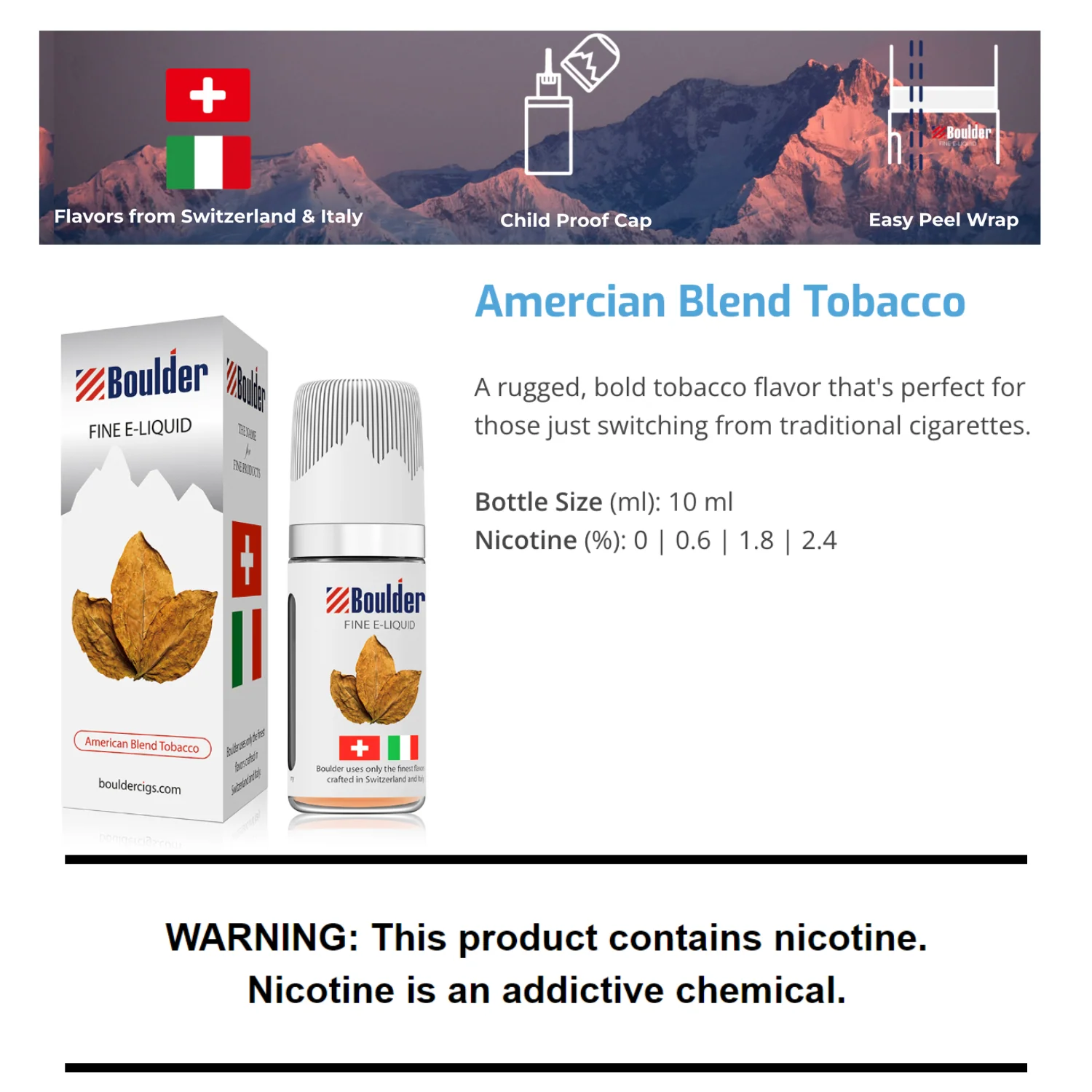 Boulder American Blend Tobacco E-Liquid 10mL - Image 3