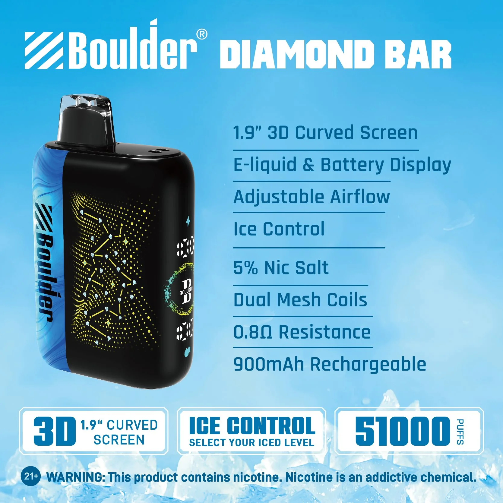 Boulder Diamond Bar 51000 Puffs Disposable Vape Device - Image 4