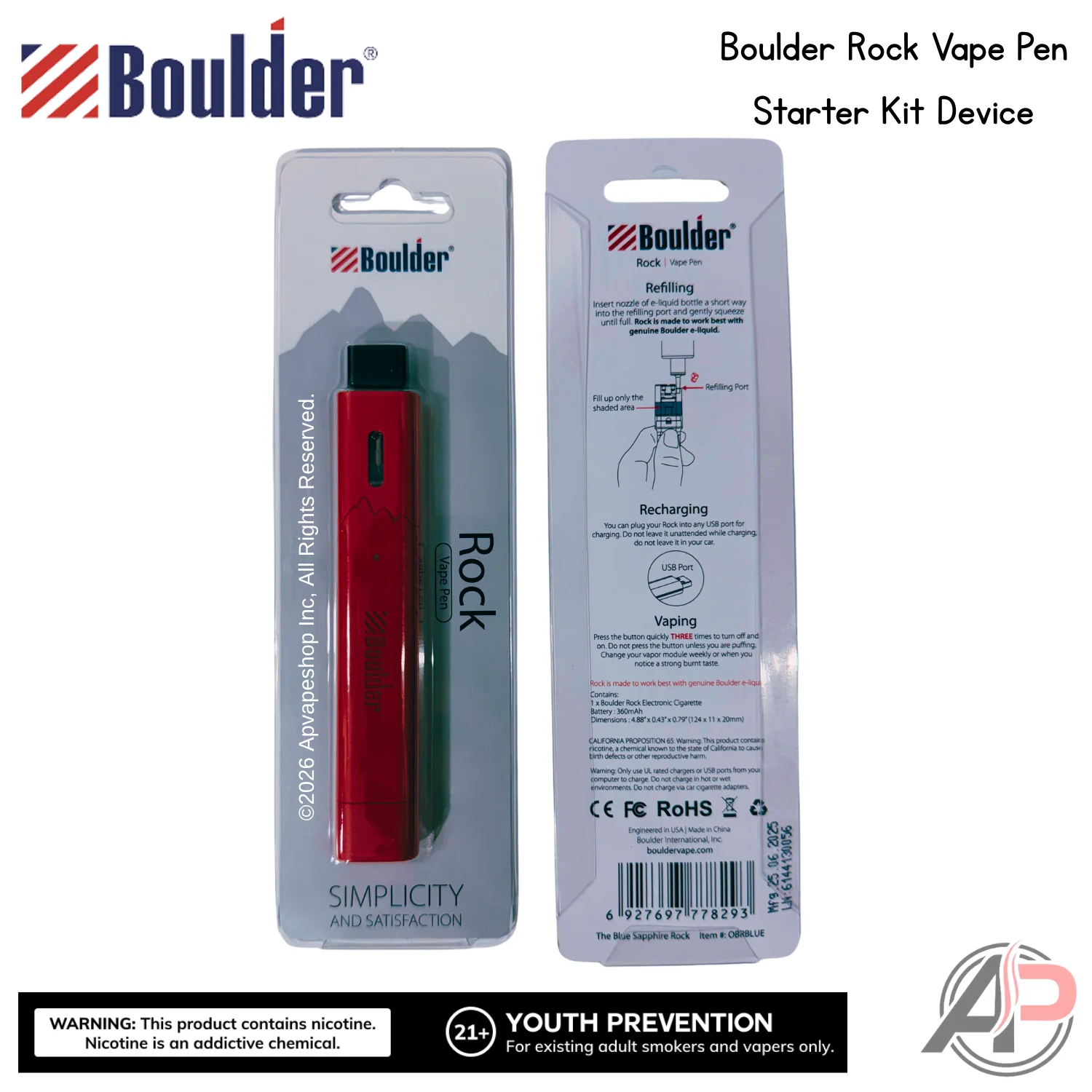 Boulder Rock Vape Pen Starter Kit Device - Image 3