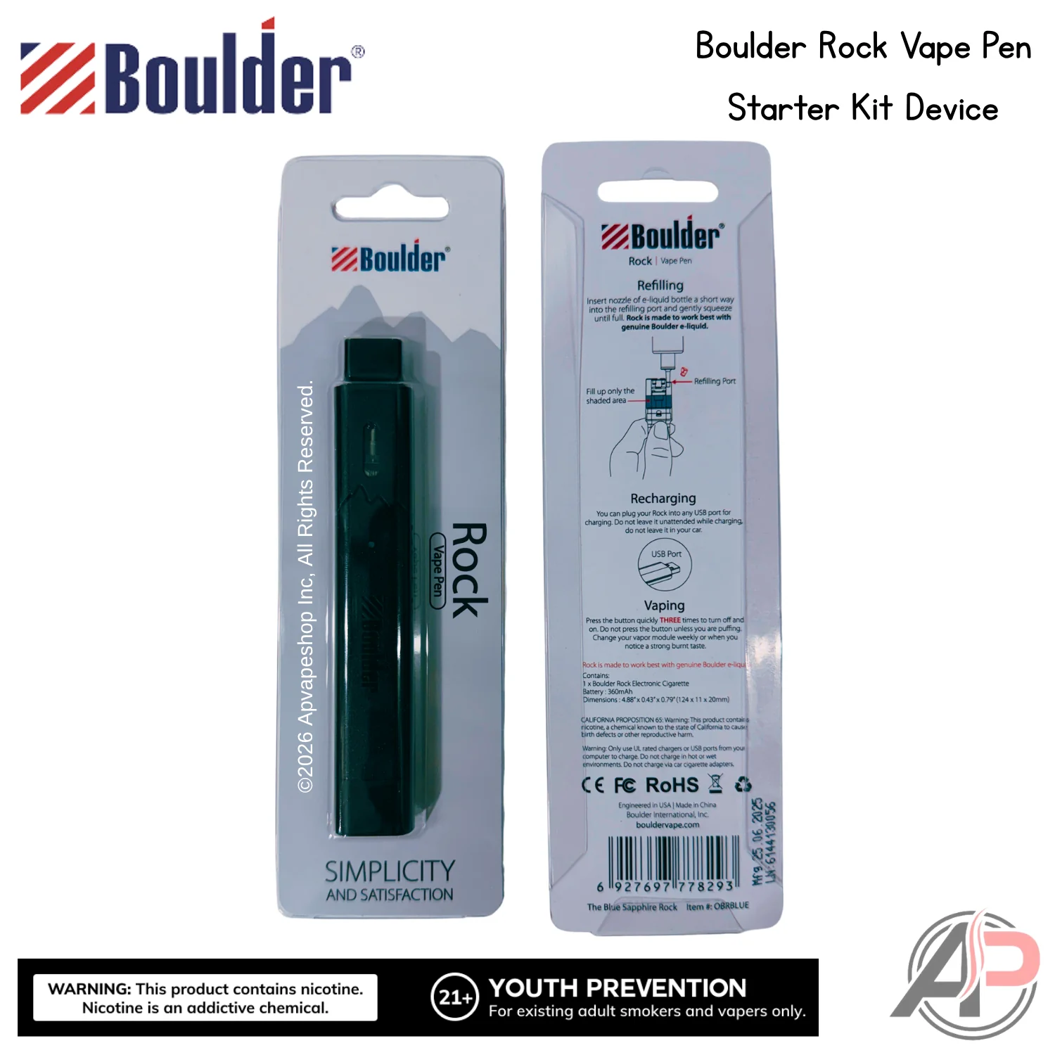 Boulder Rock Vape Pen Starter Kit Device - Image 4