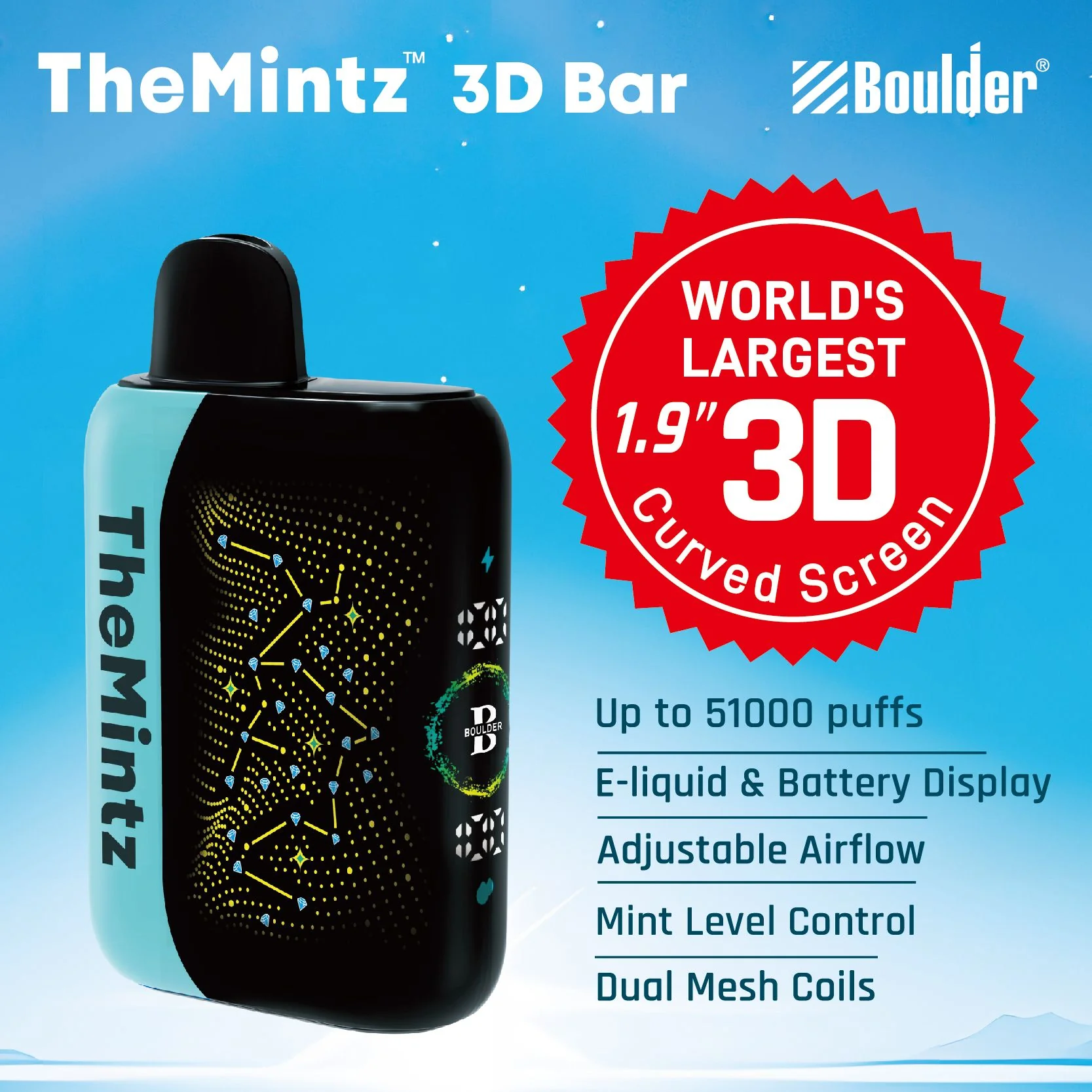Boulder The Mintz 3D Bar 51000 Puffs Disposable Vape Device - Image 3