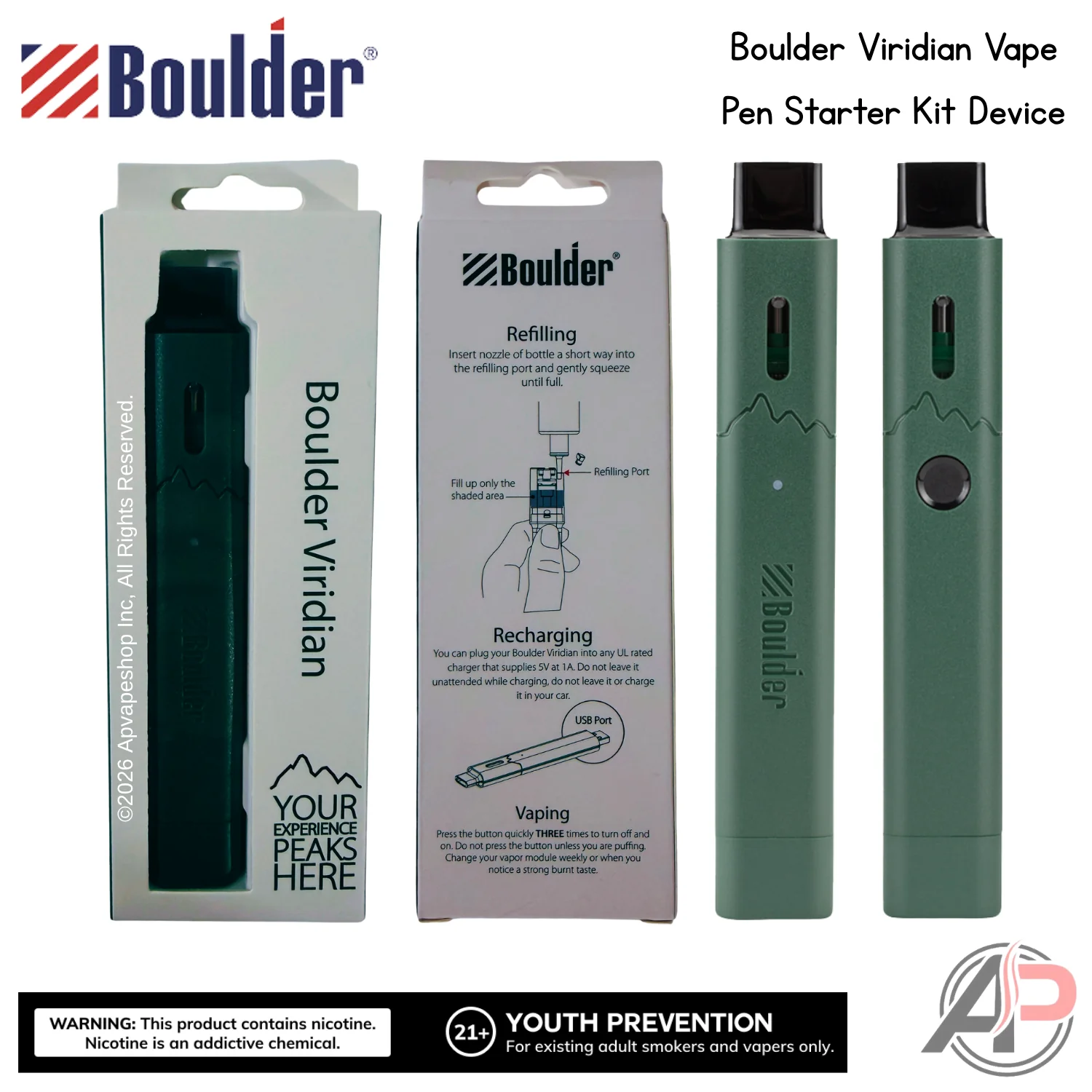 Boulder Viridian Vape Pen Starter Kit Device - Image 2