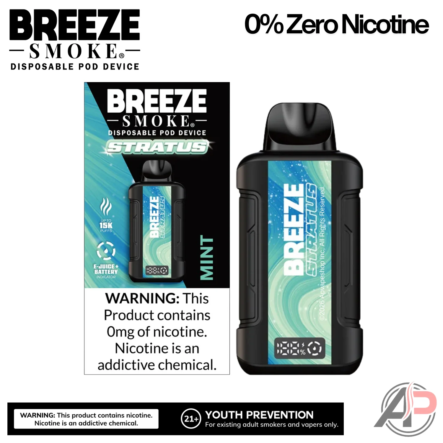 Breeze Smoke Stratus 15k Puffs Disposable Vape 0% Zero Nicotine - Image 3