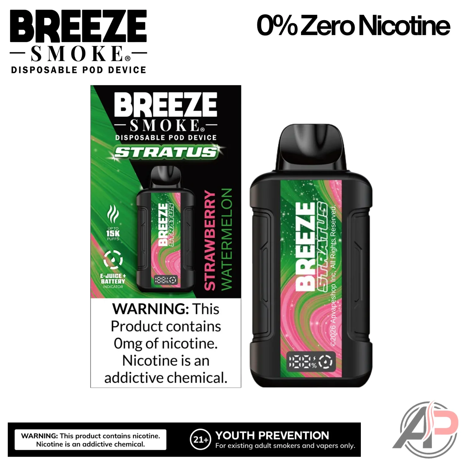Breeze Smoke Stratus 15k Puffs Disposable Vape 0% Zero Nicotine - Image 4