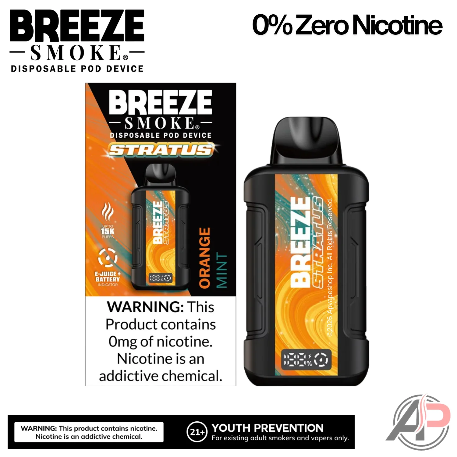Breeze Smoke Stratus 15k Puffs Disposable Vape 0% Zero Nicotine - Image 5