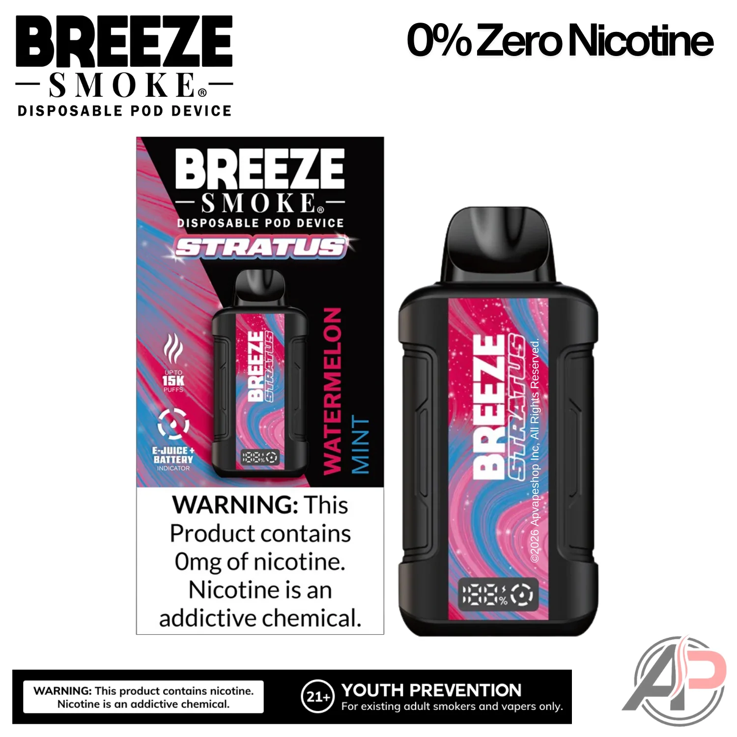 Breeze Smoke Stratus 15k Puffs Disposable Vape 0% Zero Nicotine - Image 6