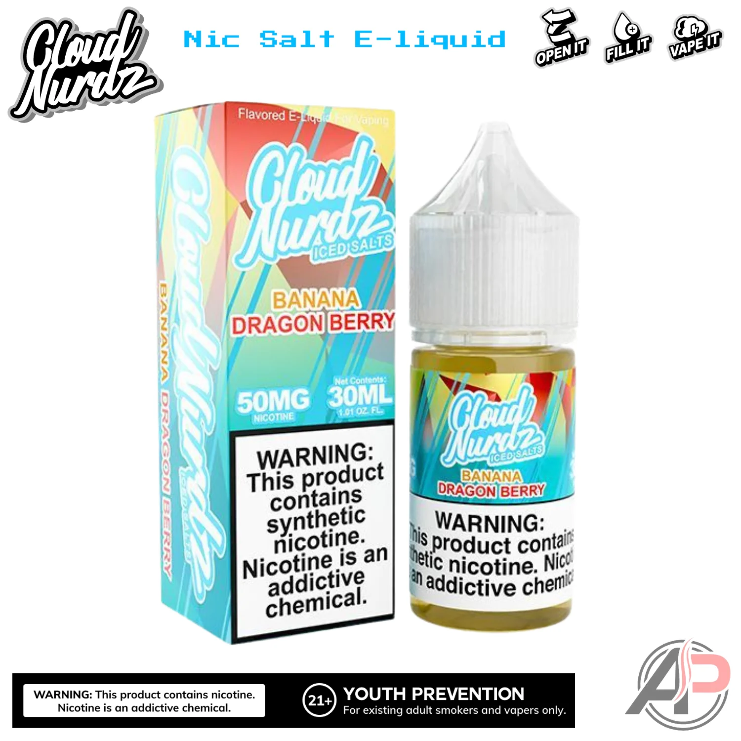 Cloud Nurdz Banana Dragon Berry Iced E-Liquid 100mL - Image 2