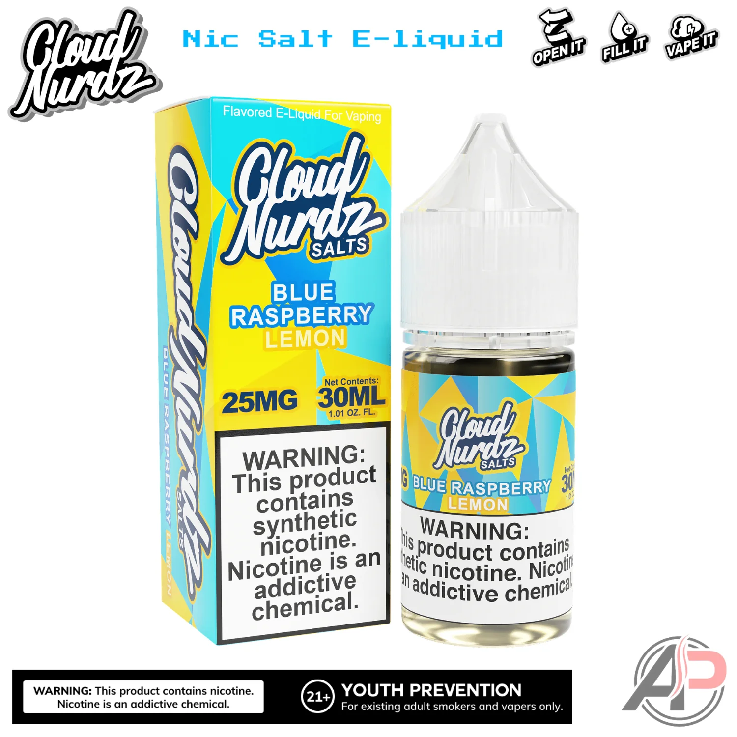Cloud Nurdz Blue Raspberry Lemon E-Liquid 100mL - Image 2