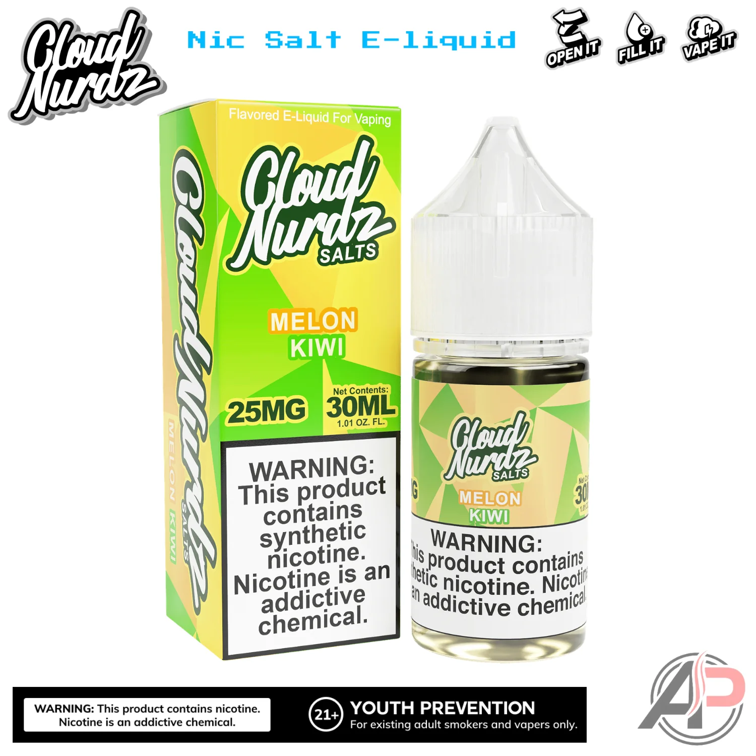 Cloud Nurdz Melon Kiwi E-Liquid 100mL - Image 2