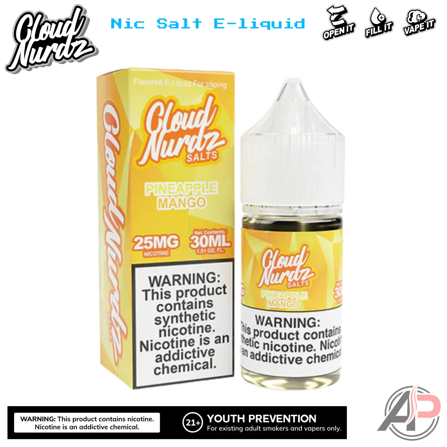Cloud Nurdz Pineapple Mango E-Liquid 100mL - Image 2