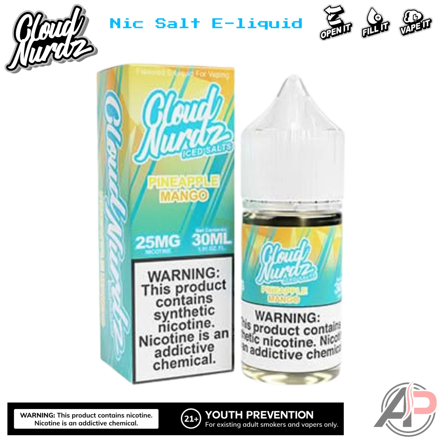 Cloud Nurdz Pineapple Mango Iced E-Liquid 100mL - Image 2