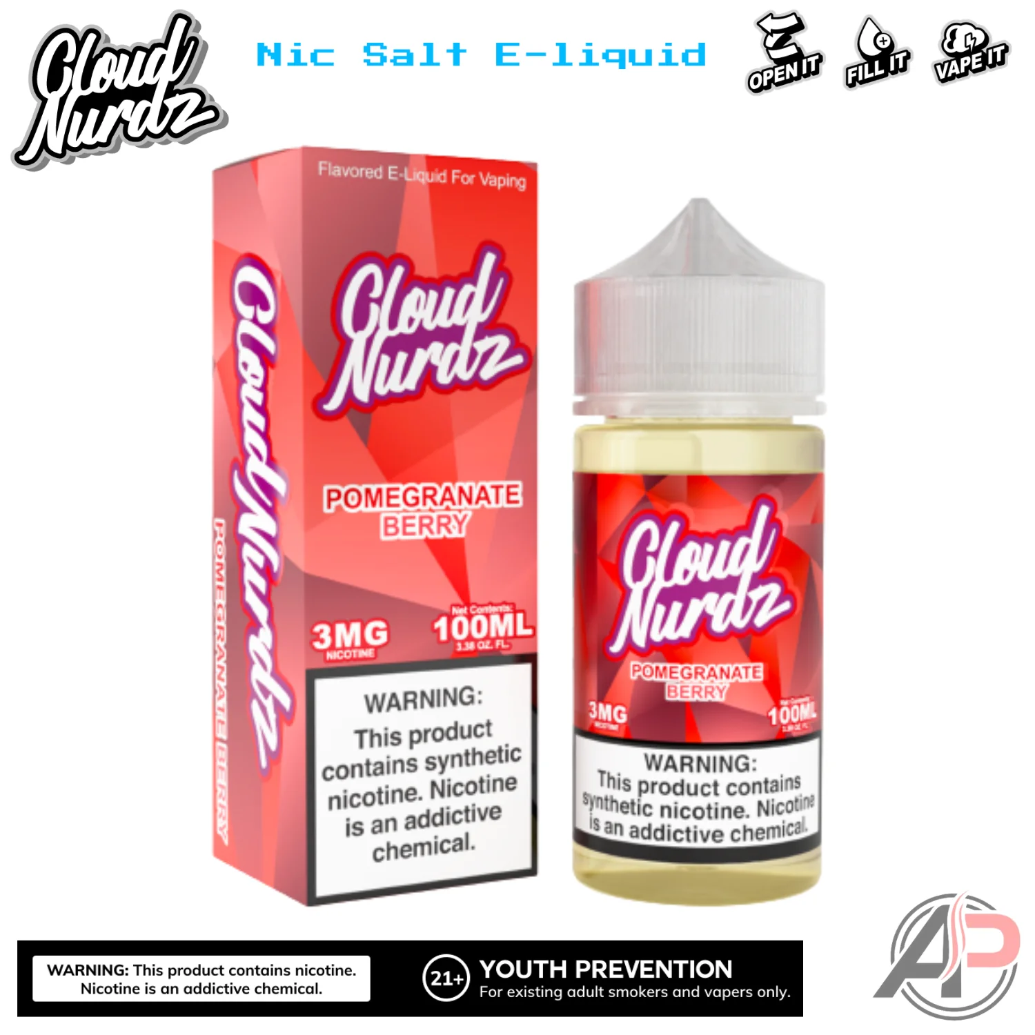 Cloud Nurdz Pomegranate Berry E-Liquid 100mL - Image 2