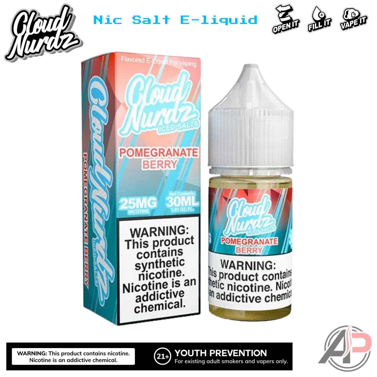 Cloud Nurdz Pomegranate Berry Iced E-Liquid 100mL - Image 2