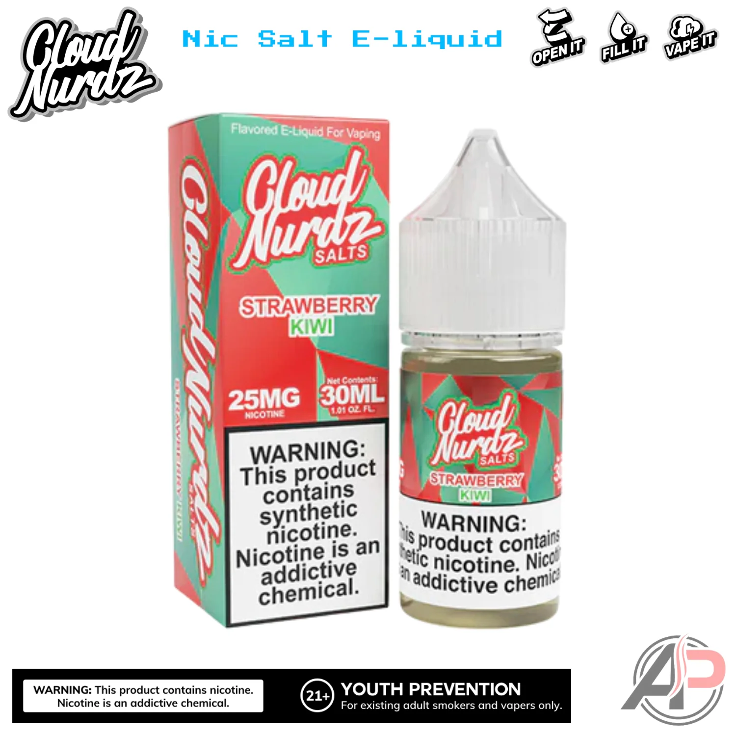 Cloud Nurdz Strawberry Kiwi E-Liquid 100mL - Image 2