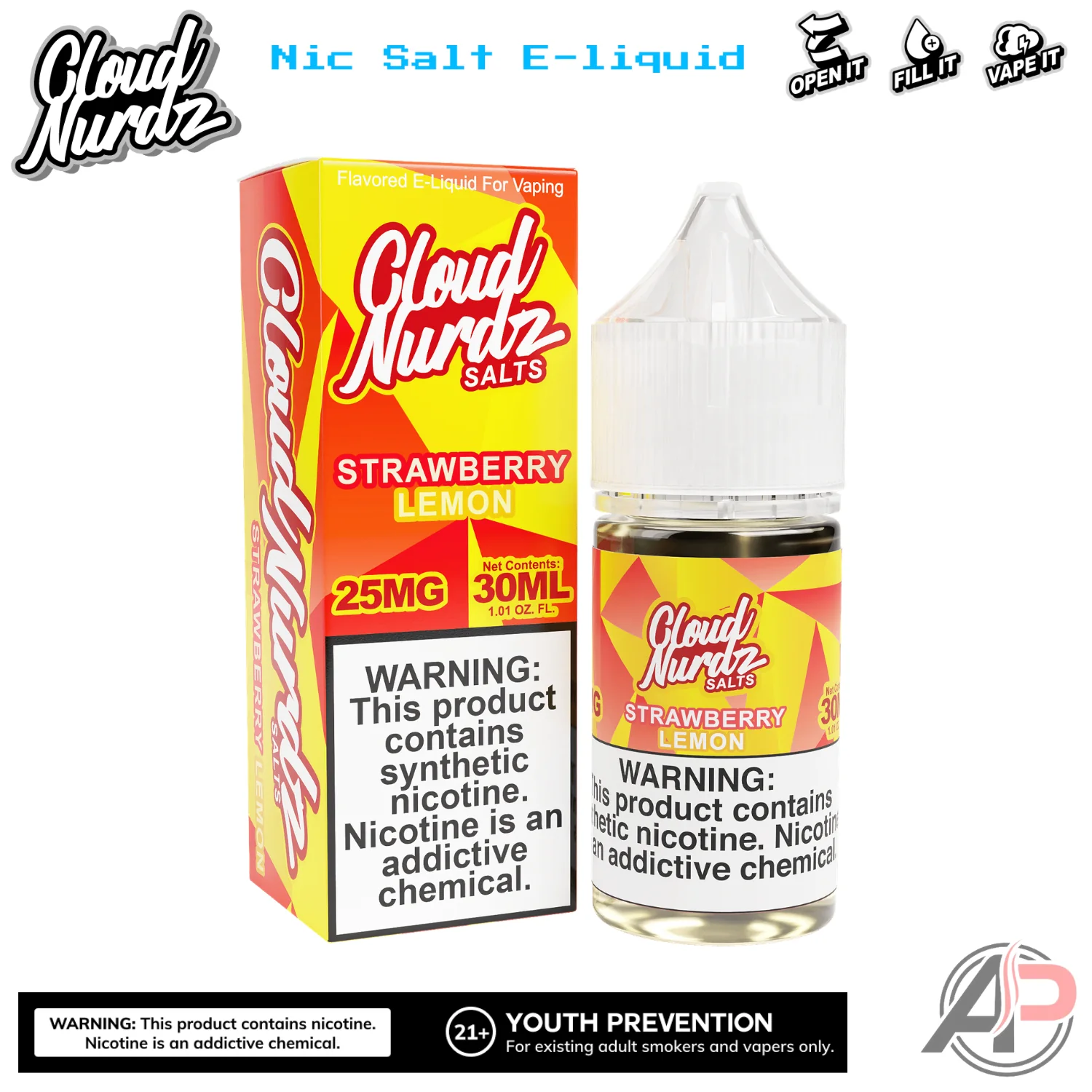 Cloud Nurdz Strawberry Lemon E-Liquid 100mL - Image 2