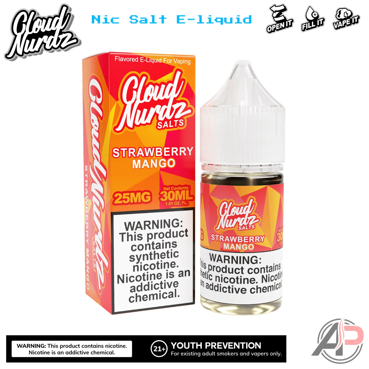 Cloud Nurdz Strawberry Mango E-Liquid 100mL - Image 2