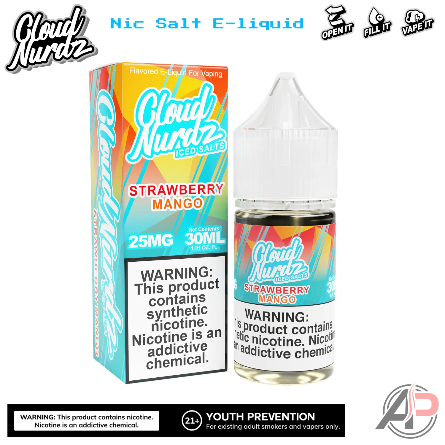 Cloud Nurdz Strawberry Mango Iced E-Liquid 100mL - Image 2