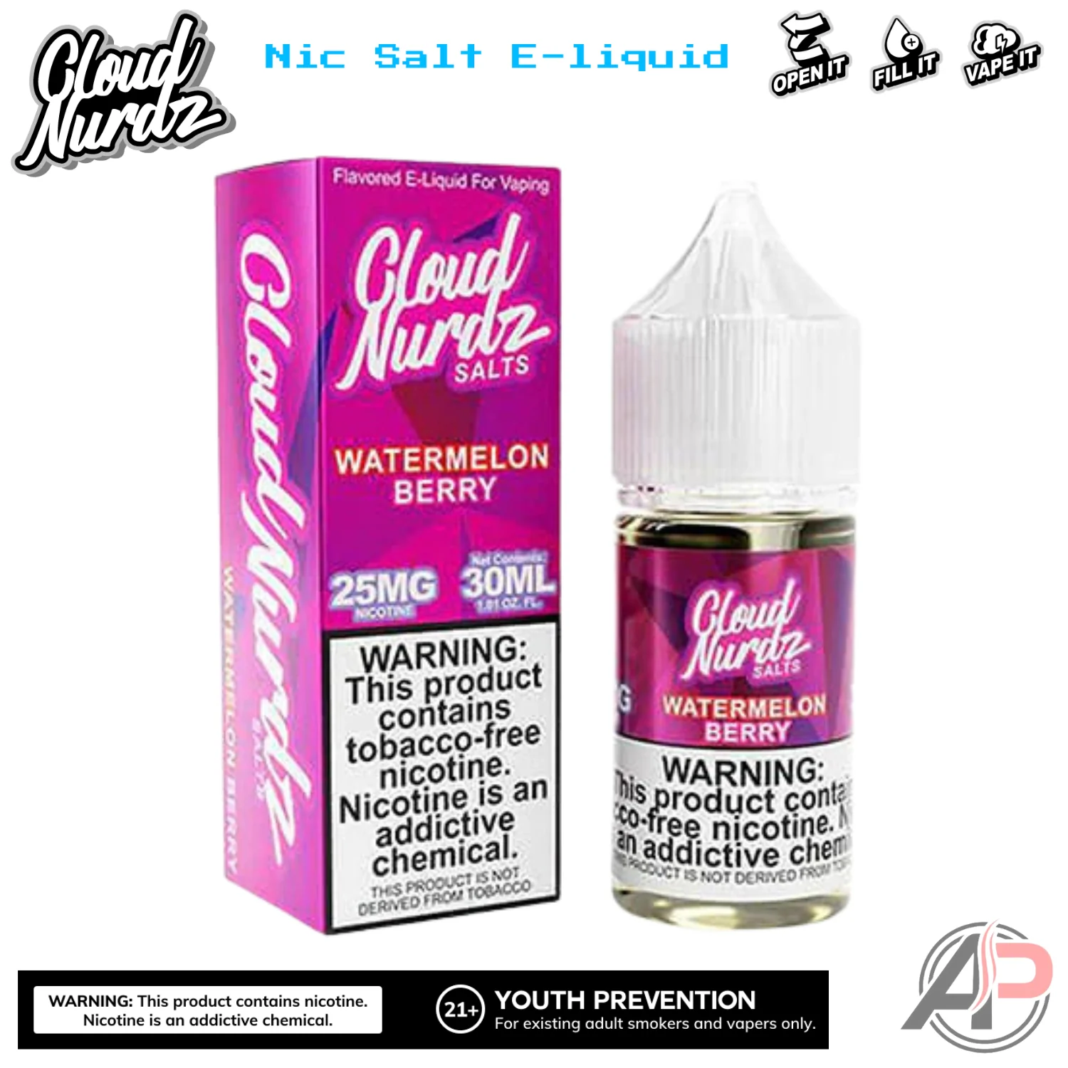 Cloud Nurdz Watermelon Berry E-Liquid 100mL - Image 2