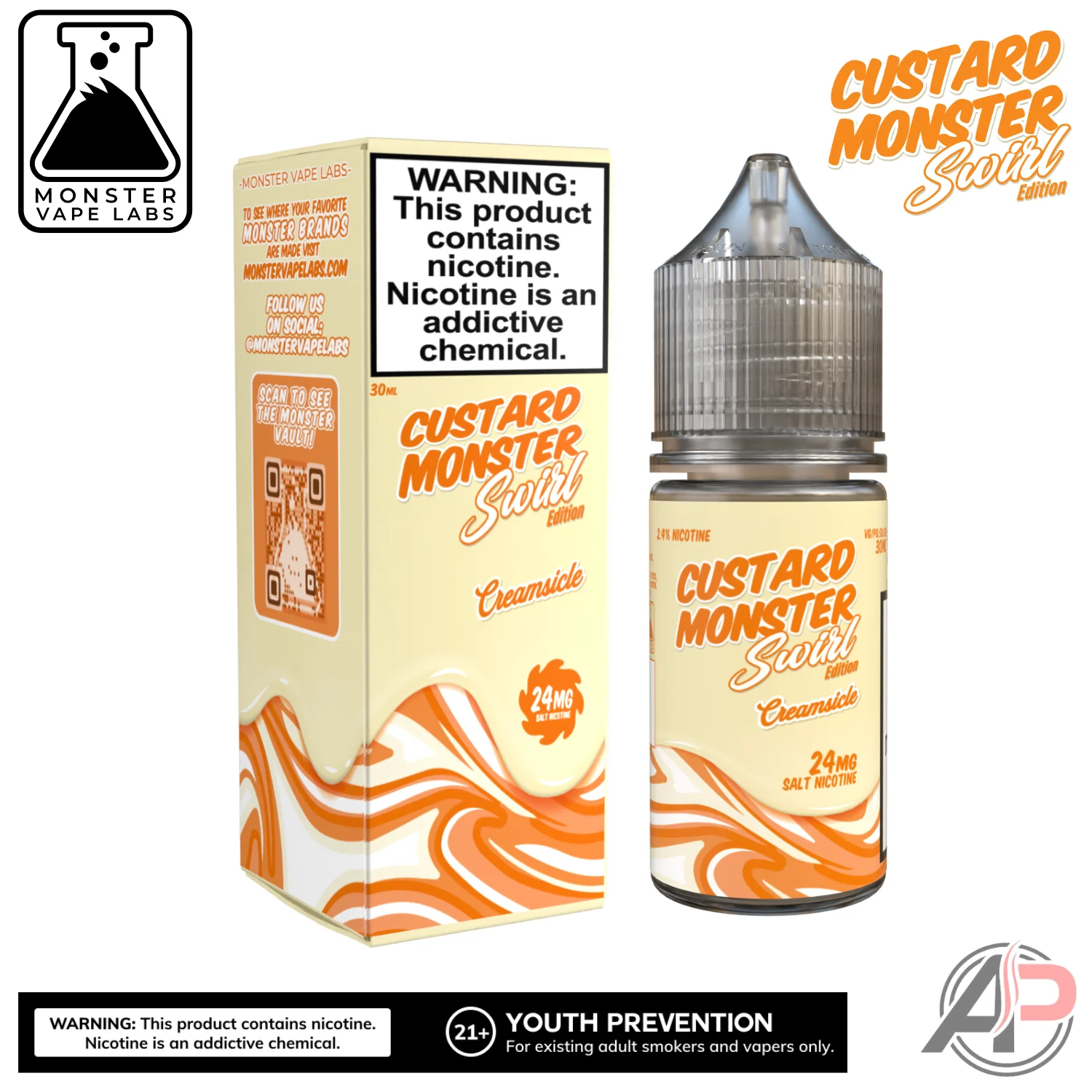 Creamsicle E-Liquid By Custard Swirl Monster Vape Labs 100mL - Image 2