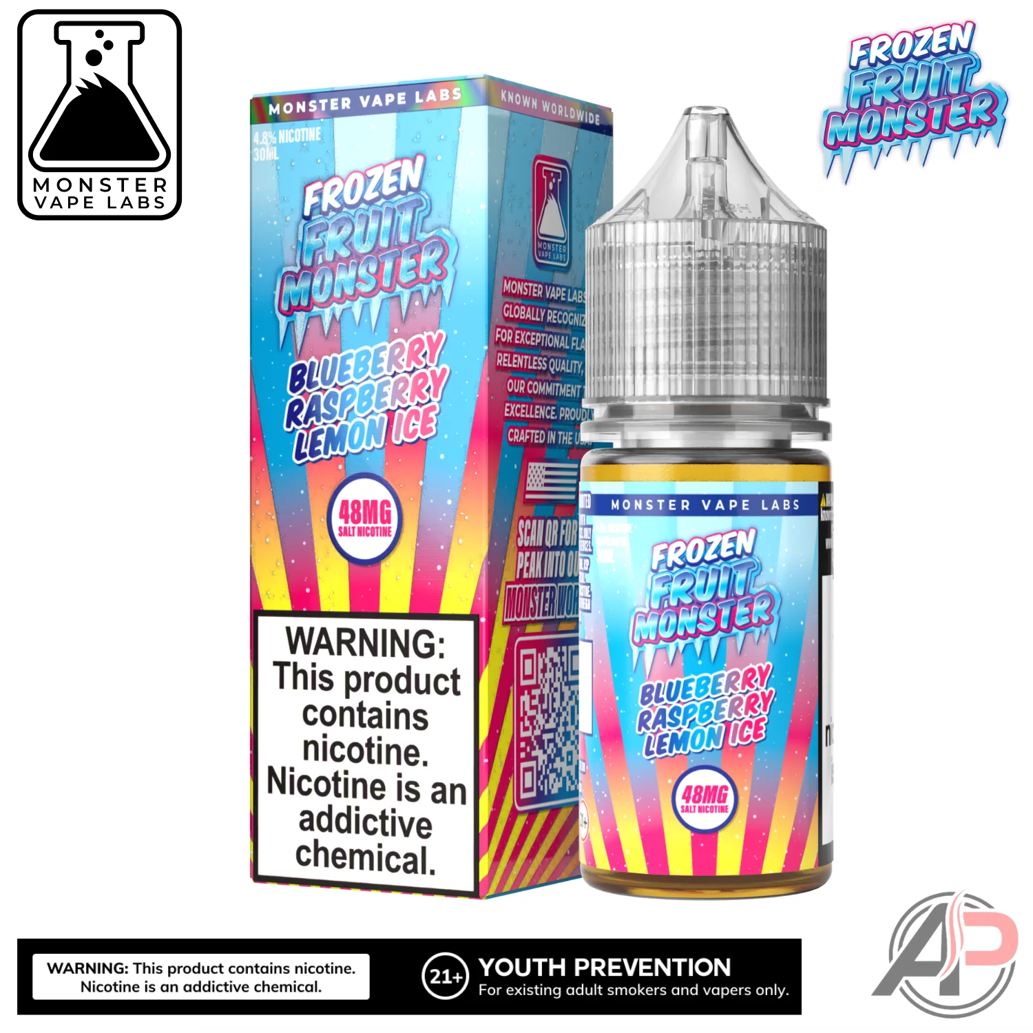 Blueberry Raspberry Lemon Ice E-Liquid By Frozen Fruit Monster Vape Labs 100mL - Image 2