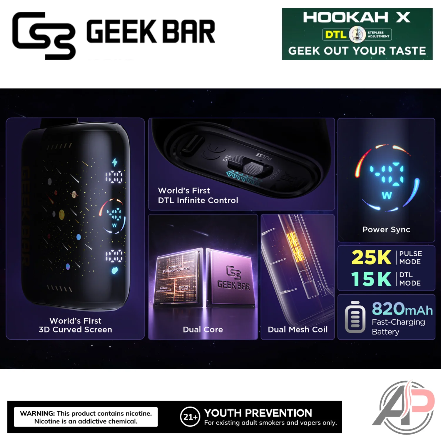 Geek Bar Hookah X 25,000 Puffs Disposable Vape Device - Image 3