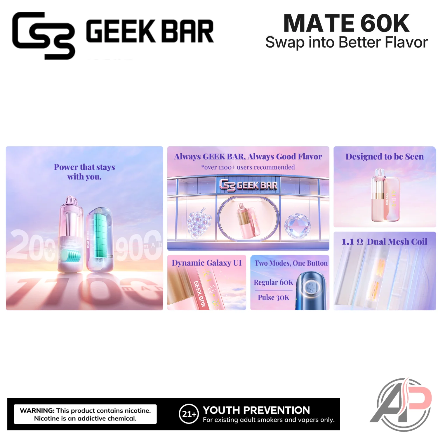 Geek Bar Mate 60,000 Puffs Disposable Vape Device Kit - Image 3