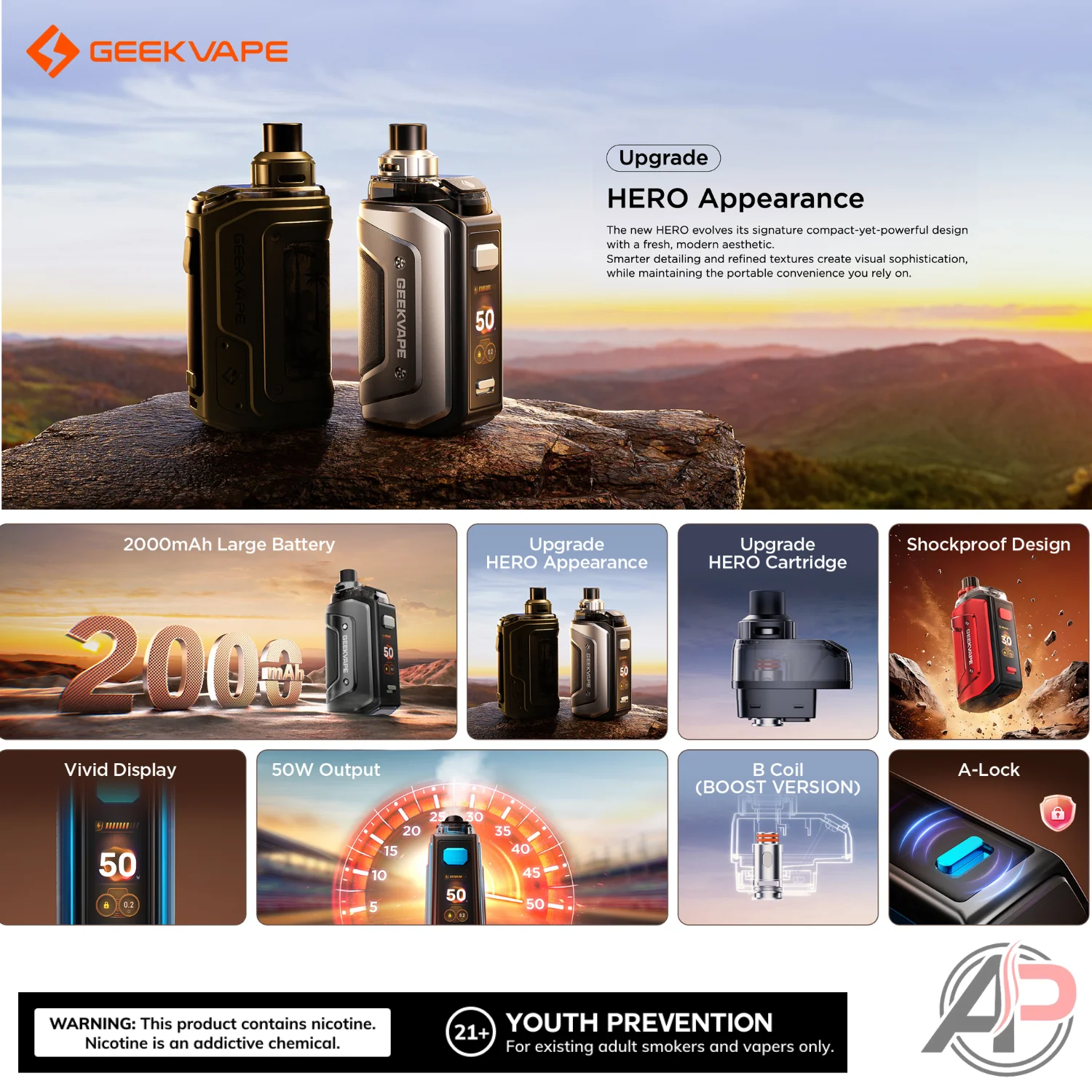 Geek Vape Aegis Hero 5 50w Pod Mod Starter Kit Device - Image 2