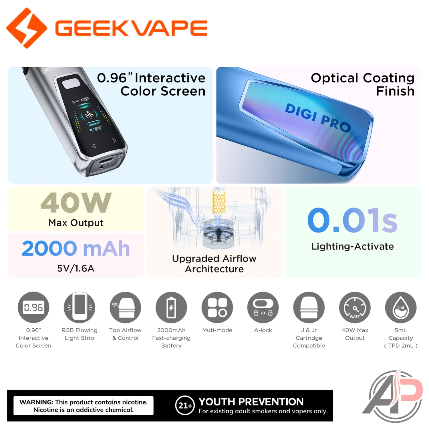 Geek Vape Digi Pro 40w Pod System Starter Kit Device - Image 6