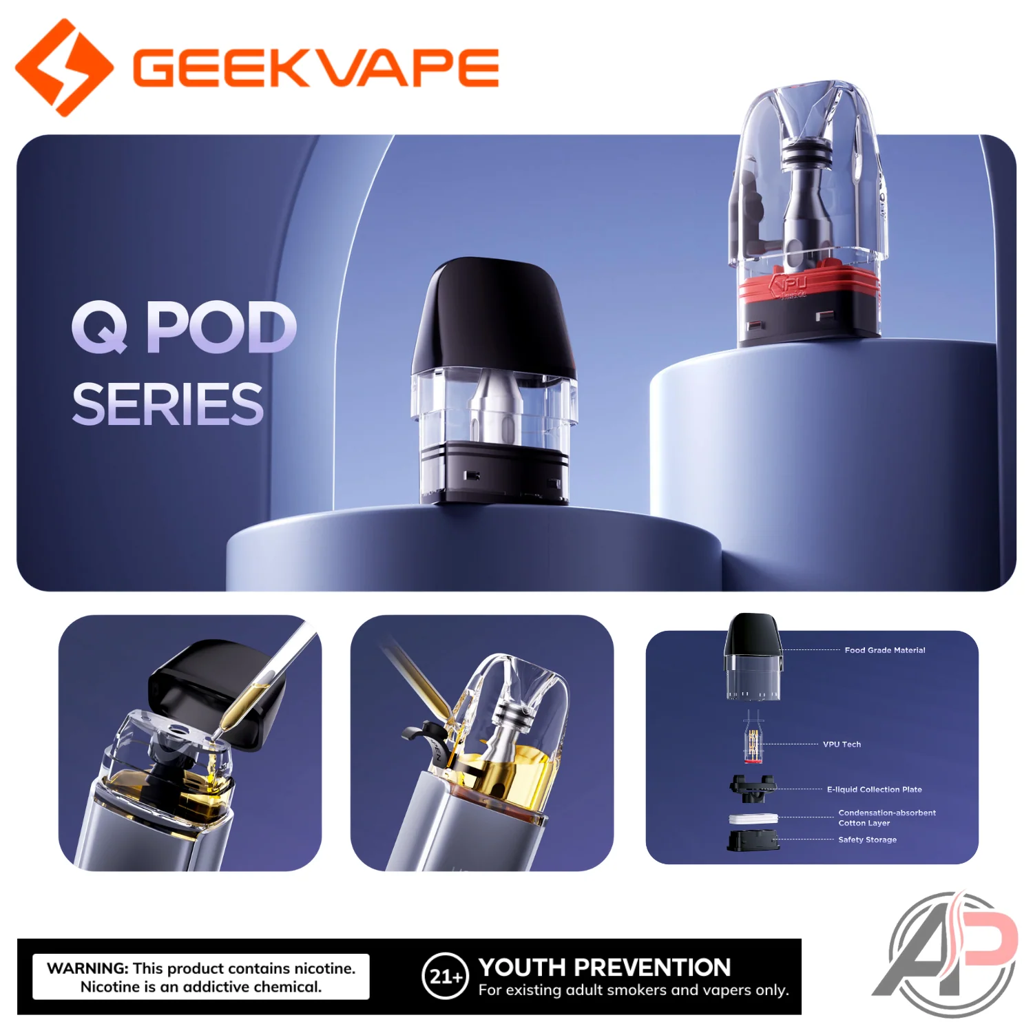 Geek Vape Q Replacement Pod Cartridges 3 Pack - Image 4
