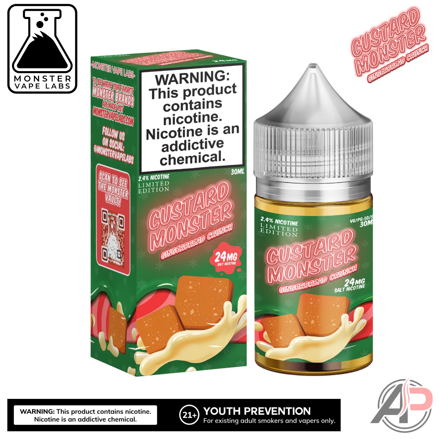 Gingerbread Crunch E-Liquid By Custard Monster Vape Labs 100mL - Image 2