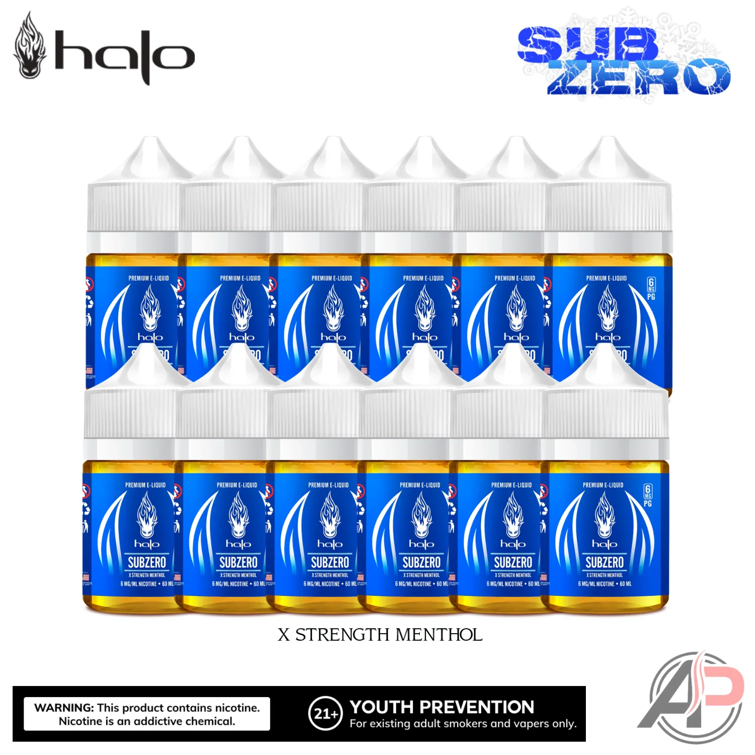 Halo SubZero X Strength Menthol E-Liquid 60mL 12 Bottle Bundle Box - Image 5