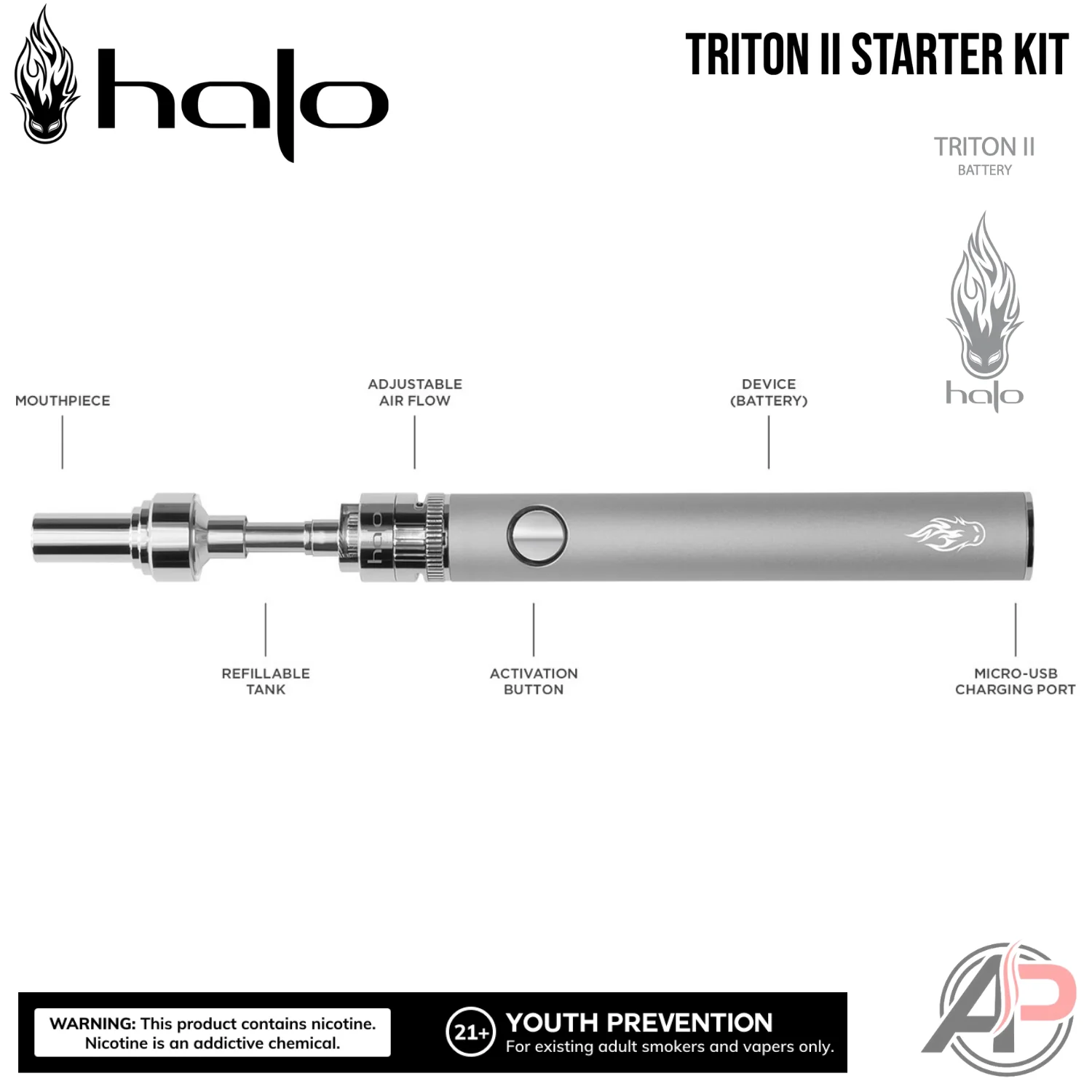 Halo Triton II Starter Kit Device Vape Battery - Image 3