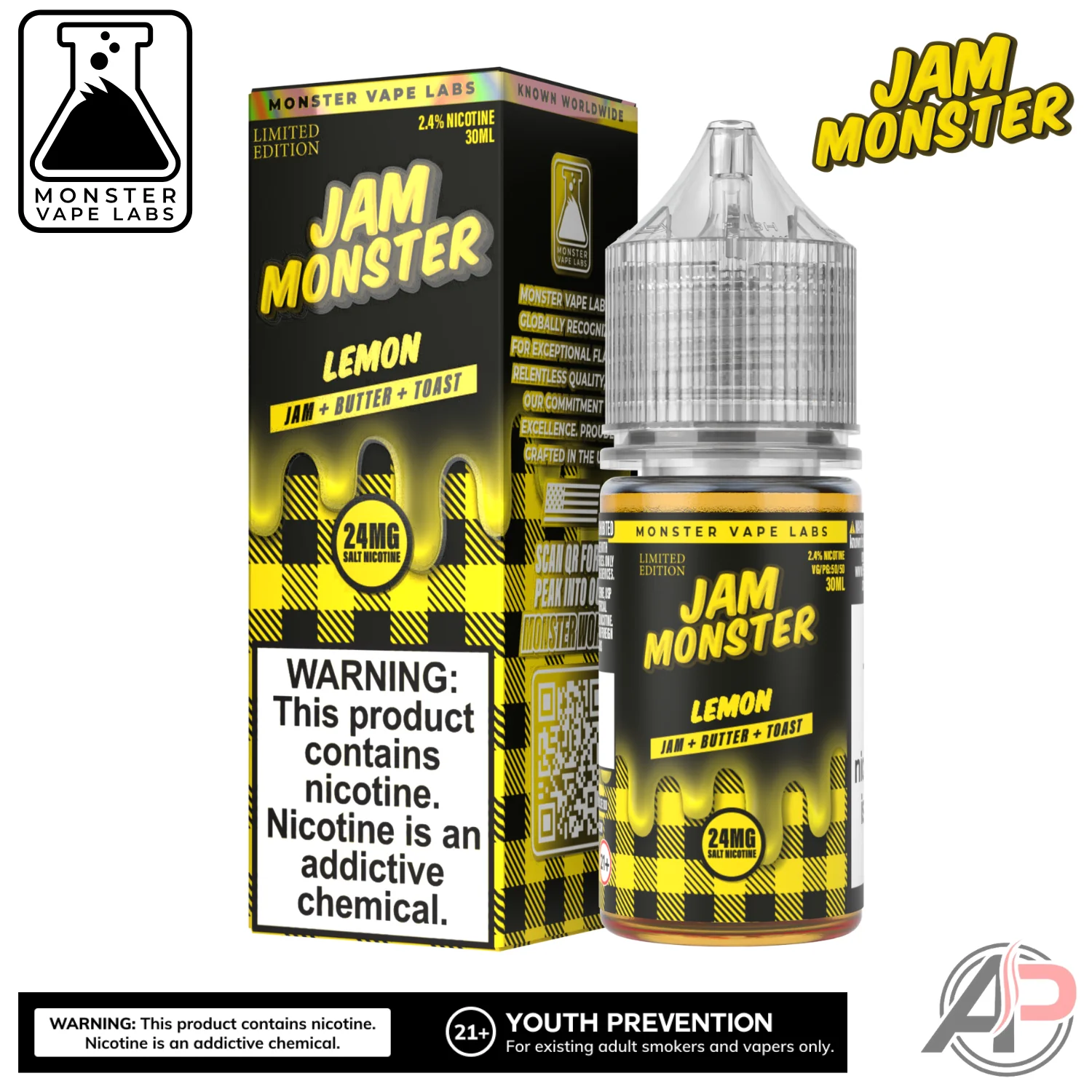 Lemon E-Liquid By Jam Monster Vape Labs 100mL - Image 2