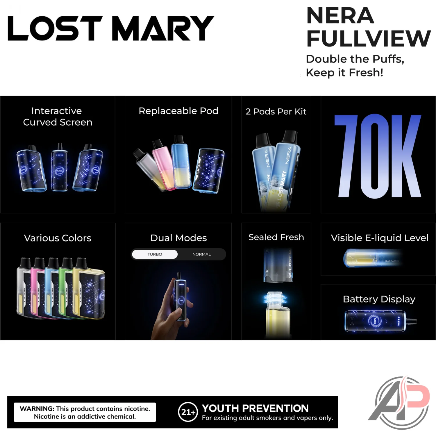 Lost Mary Nera Fullview 70k Puffs Disposable Vape Device Kit - Image 4