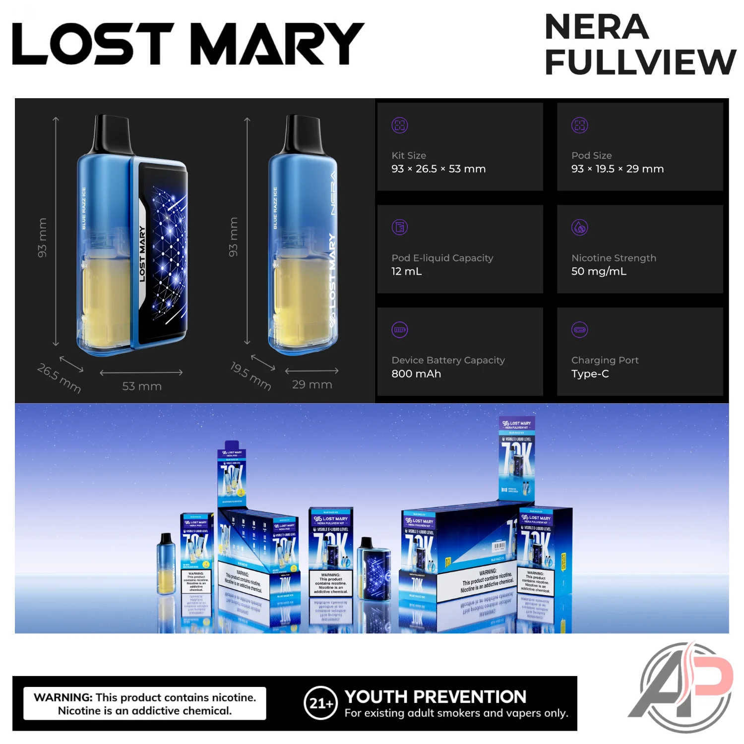 Lost Mary Nera Fullview 70k Puffs Disposable Vape Device Kit - Image 8