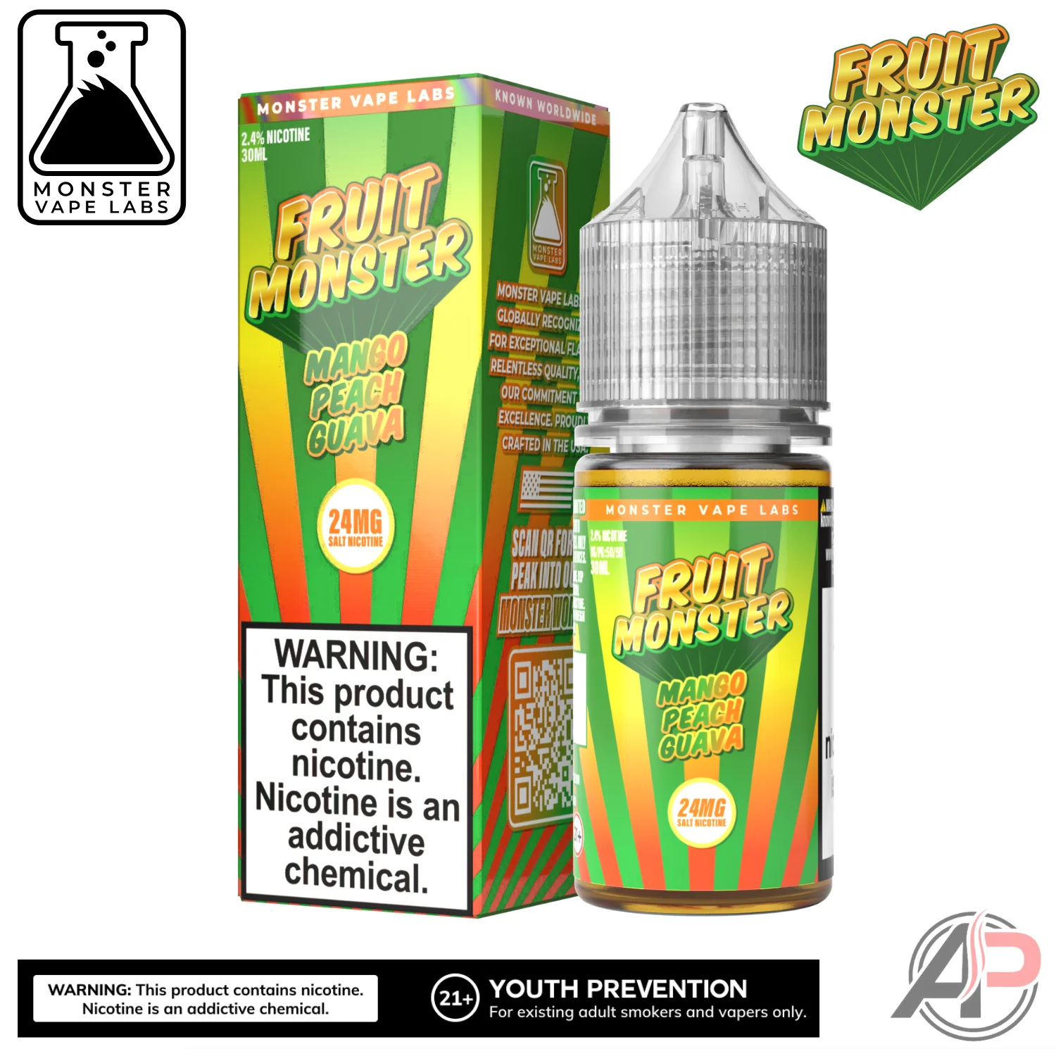 Mango Peach Guava E-Liquid By Fruit Monster Vape Labs 100mL - Image 2