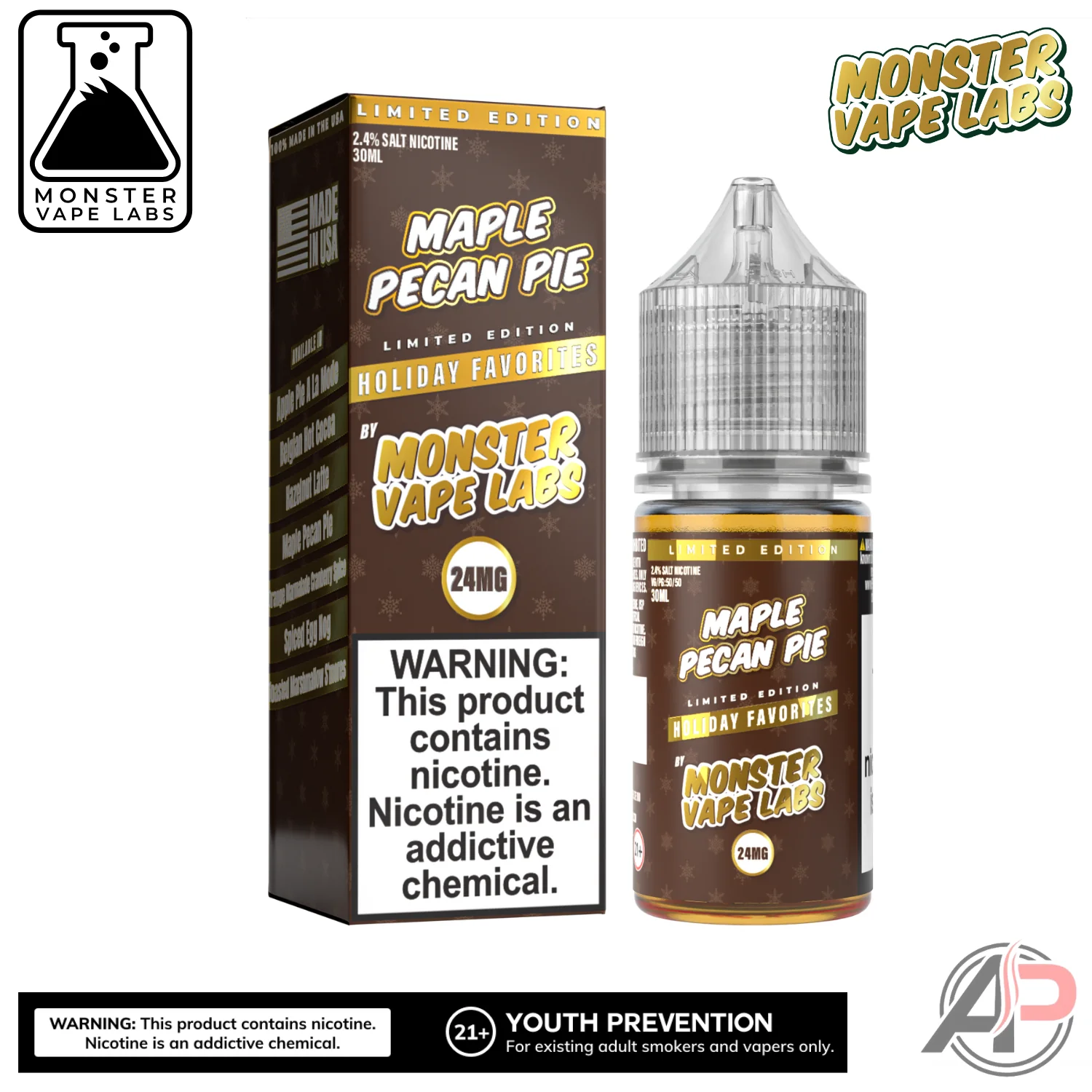 Maple Pecan Pie E-Liquid By Holiday Monster Vape Labs 100mL - Image 3