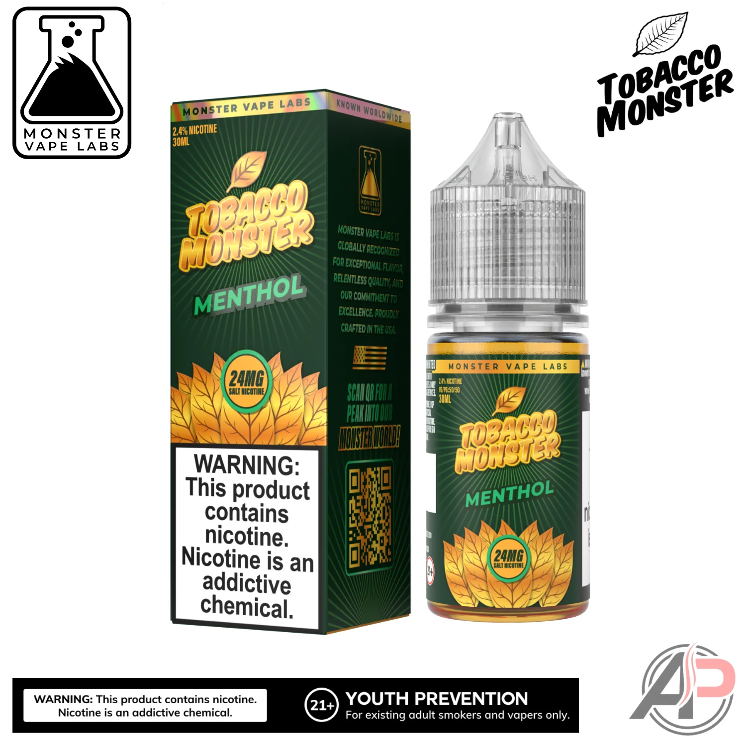 Menthol E-Liquid By Tobacco Monster Vape Labs 100mL - Image 2
