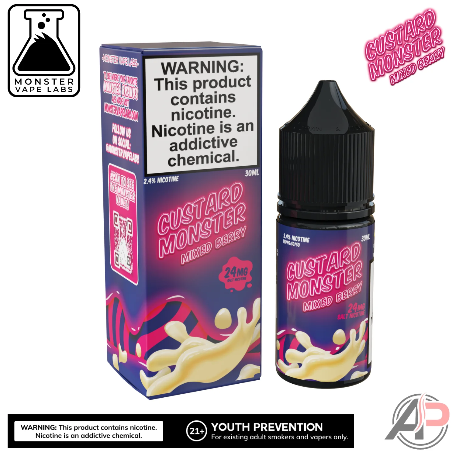 Mixed Berry E-Liquid By Custard Monster Vape Labs 100mL - Image 2